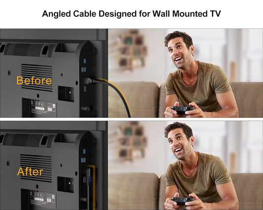 4K HDMI Cable, 6 Feet Right Angle 270 Degree Vertical Right 4K HDMI Cable, Support 4K Ultra HD, 3D Video, Ethernet, Audio Return Channel, Black