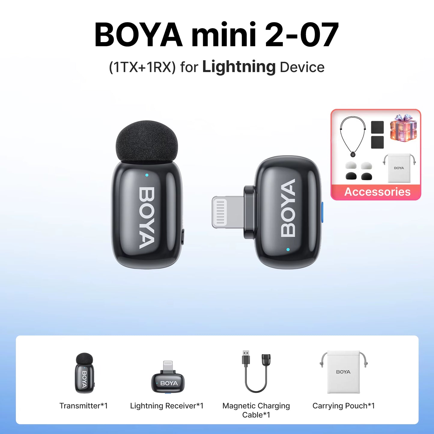 Mini 2 Wireless Lavalier Microphone AI Noise Reduction Mini Mic for Iphone 6-14/15-17 USB-C Android Phone Video Recording