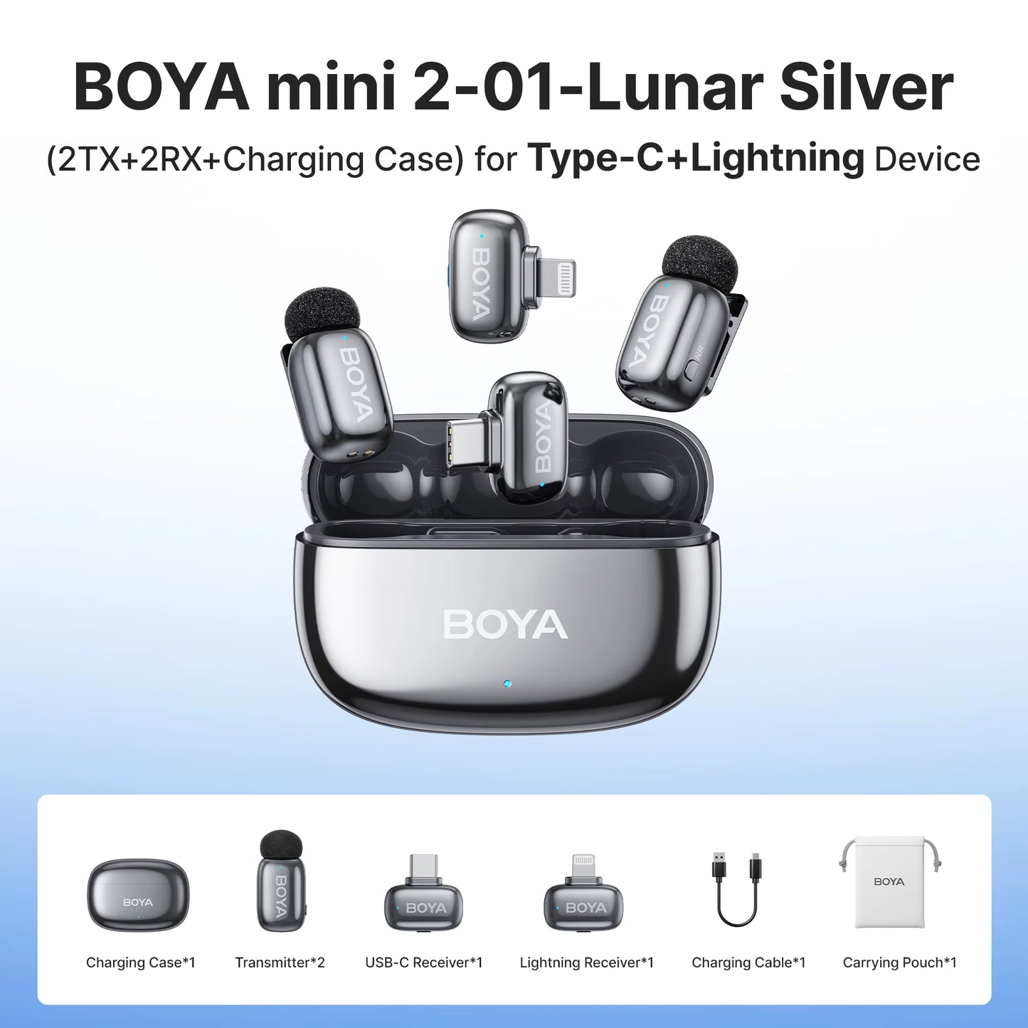 Mini 2 Wireless Lavalier Microphone AI Noise Reduction Mini Mic for Iphone 6-14/15-17 USB-C Android Phone Video Recording