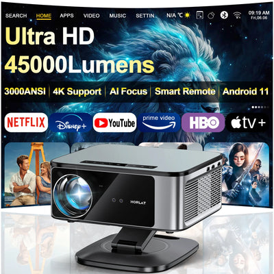 2025  45000 Lumens 4K UHD Projector Laser TOF Focus Android 11 Wifi 6 1080P Full HD Daylight Home Theater Movie Projector
