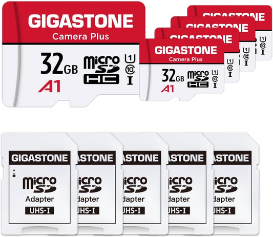 32GB Micro SD Card 5-Pack - High-Speed UHS-I U1 A1 Class 10 for Full HD Video Recording - Perfect for Cameras, Wyze Cam, Security Systems & Roku - Includes Adapter