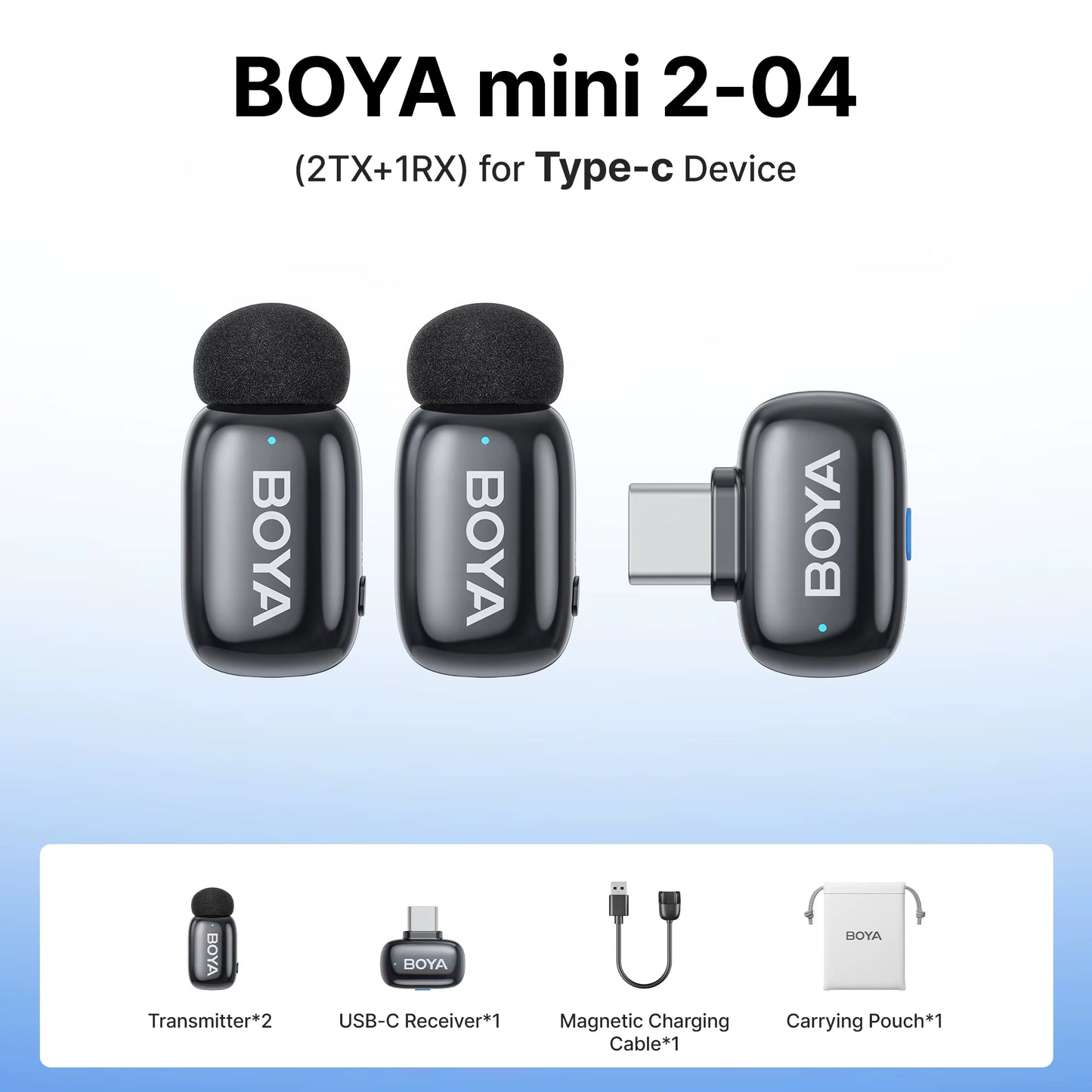 Mini 2 Wireless Lavalier Microphone AI Noise Reduction Mini Mic for Iphone 6-14/15-17 USB-C Android Phone Video Recording