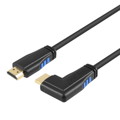4K HDMI Cable,  6 Feet Right Angle 270 Degree Vertical Right 4K HDMI Cable, Support 4K Ultra HD, 3D Video, Ethernet, Audio Return Channel, Black