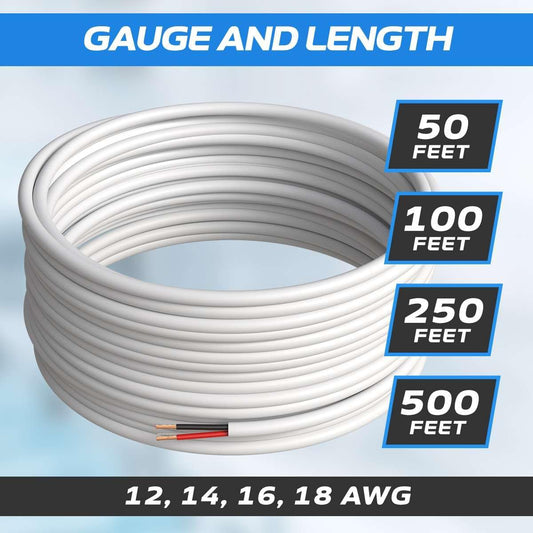 250Ft 18AWG 4 Conductors (18/4) CL2 Rated Speaker Cable True Spec & Gauge Low Voltage LED Wire, Pull Box (For In-Wall Installation) (18AWG / 4 Conductors, 250Ft)