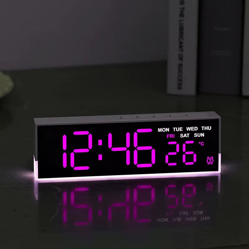 USB Powered Digital Alarm Clock with White Mood Light TEMP Week 2 Alarm DST Table Clock 3 Levels Brightness 12/24H LED Clock
