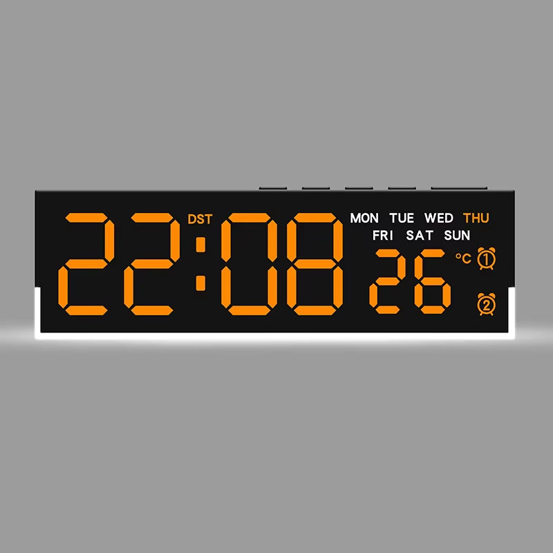 USB Powered Digital Alarm Clock with White Mood Light TEMP Week 2 Alarm DST Table Clock 3 Levels Brightness 12/24H LED Clock