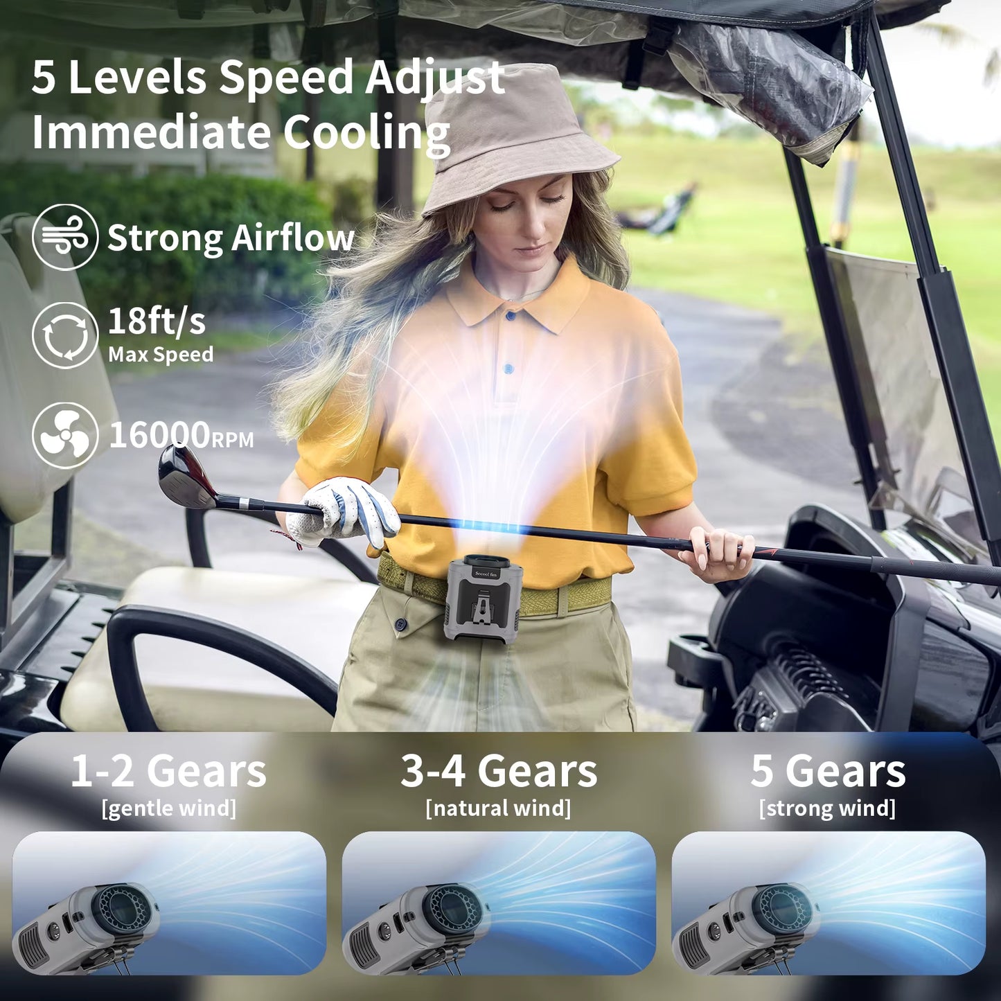 Socool 10000Mah Waist Fan Portable Handheld Hanging Neck Fan Ultra-Strong Wind with Phone Charging LED Light for Outdoor Working