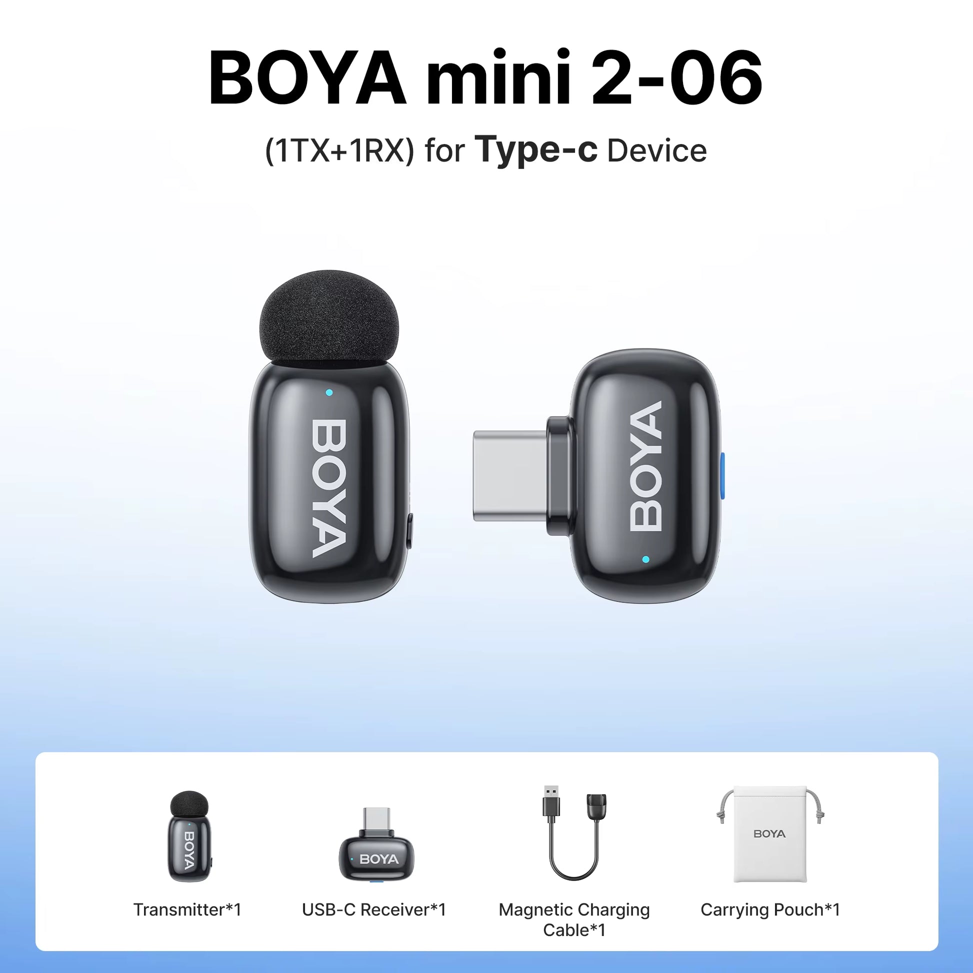 Mini 2 Wireless Lavalier Microphone AI Noise Reduction Mini Mic for Iphone 6-14/15-17 USB-C Android Phone Video Recording