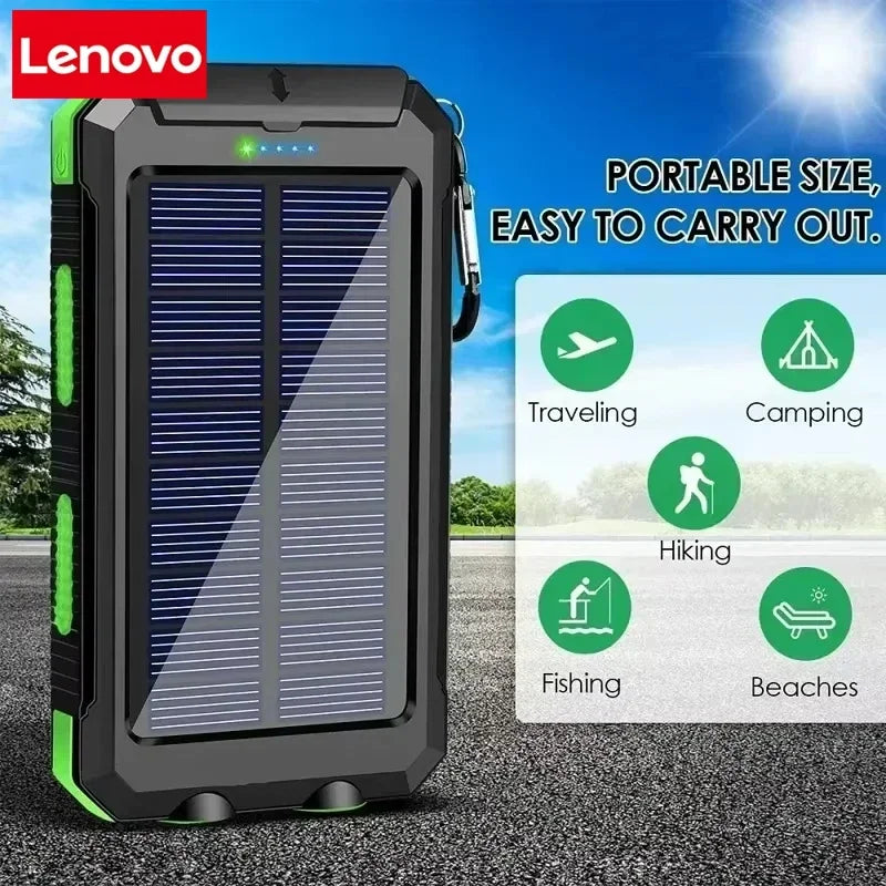 200000Mah Solar Power Bank Portable Charging Poverbank External Battery Charger Strong Light LDE Light for Iphone Huawei