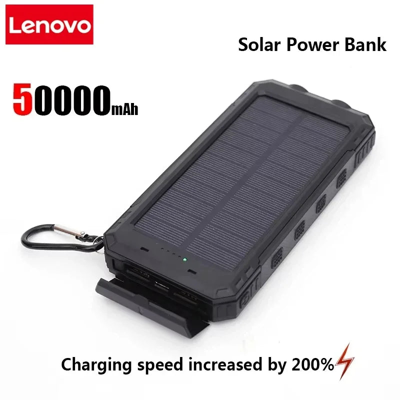 200000Mah Solar Power Bank Portable Charging Poverbank External Battery Charger Strong Light LDE Light for Iphone Huawei