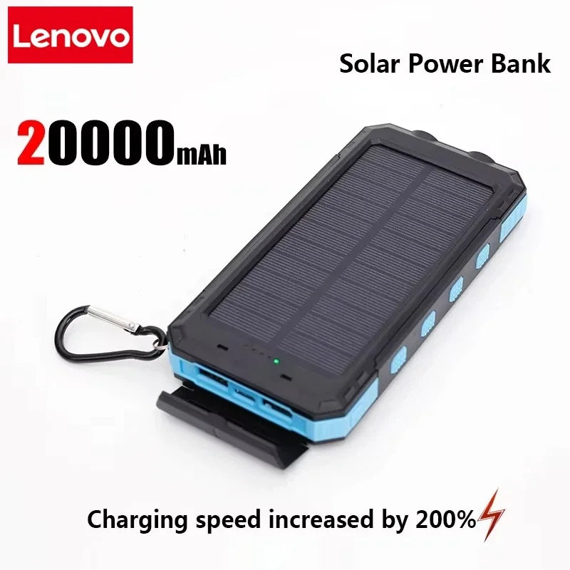 200000Mah Solar Power Bank Portable Charging Poverbank External Battery Charger Strong Light LDE Light for Iphone Huawei