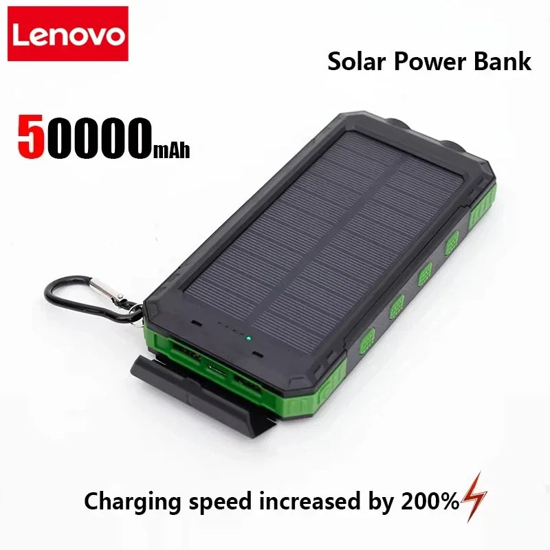 200000Mah Solar Power Bank Portable Charging Poverbank External Battery Charger Strong Light LDE Light for Iphone Huawei