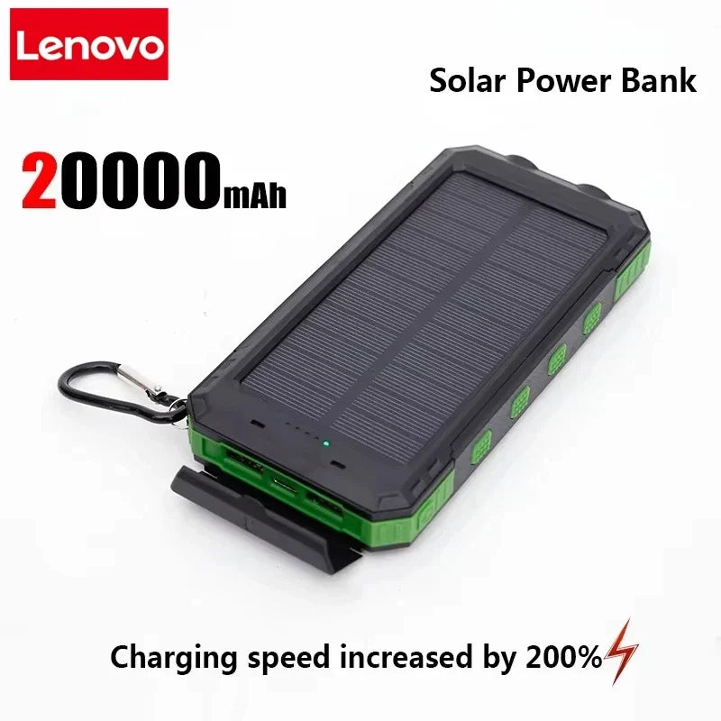 200000Mah Solar Power Bank Portable Charging Poverbank External Battery Charger Strong Light LDE Light for Iphone Huawei