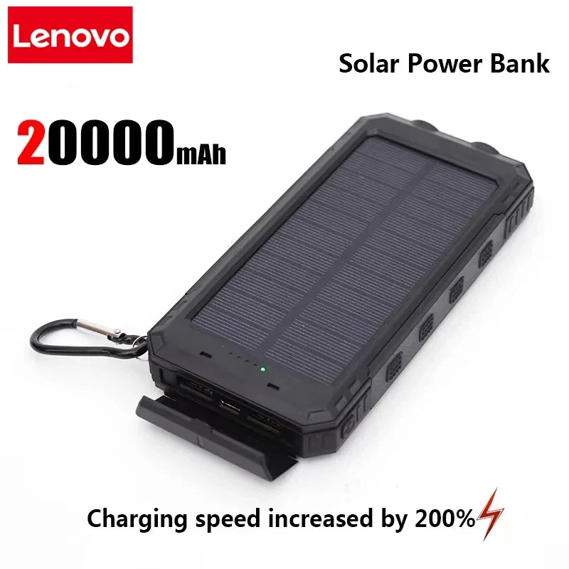 200000Mah Solar Power Bank Portable Charging Poverbank External Battery Charger Strong Light LDE Light for Iphone Huawei