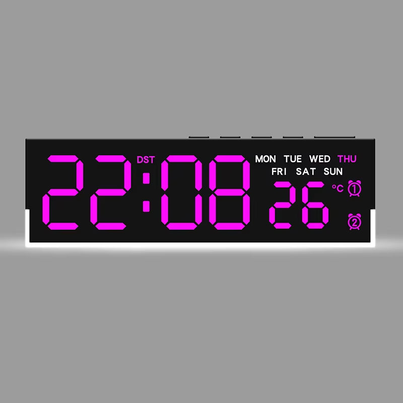 USB Powered Digital Alarm Clock with White Mood Light TEMP Week 2 Alarm DST Table Clock 3 Levels Brightness 12/24H LED Clock