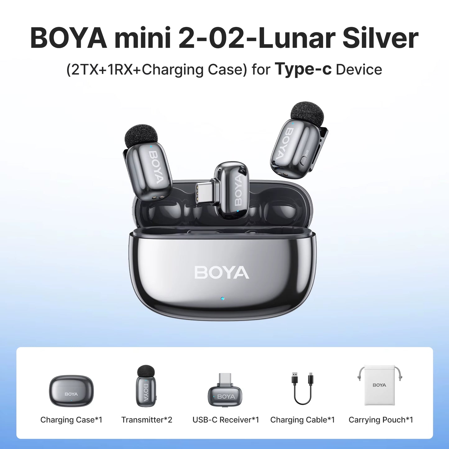 Mini 2 Wireless Lavalier Microphone AI Noise Reduction Mini Mic for Iphone 6-14/15-17 USB-C Android Phone Video Recording
