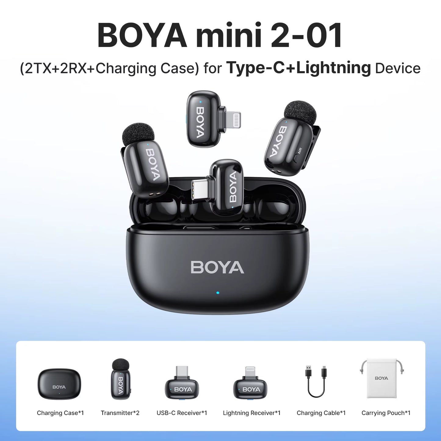 Mini 2 Wireless Lavalier Microphone AI Noise Reduction Mini Mic for Iphone 6-14/15-17 USB-C Android Phone Video Recording