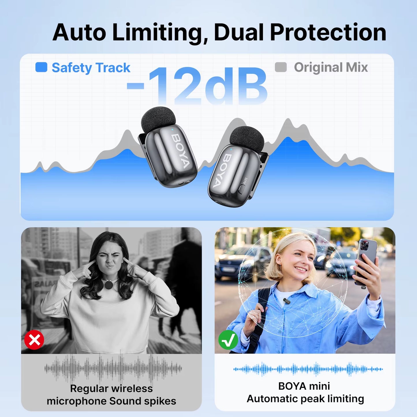 Mini 2 Wireless Lavalier Microphone AI Noise Reduction Mini Mic for Iphone 6-14/15-17 USB-C Android Phone Video Recording