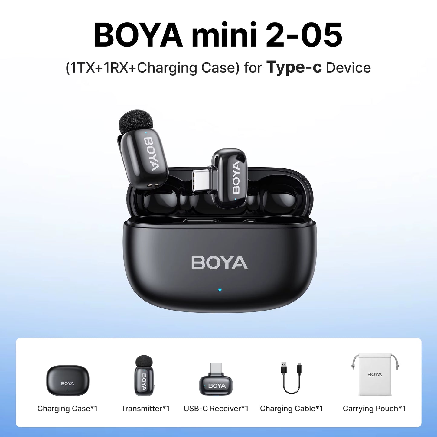 Mini 2 Wireless Lavalier Microphone AI Noise Reduction Mini Mic for Iphone 6-14/15-17 USB-C Android Phone Video Recording