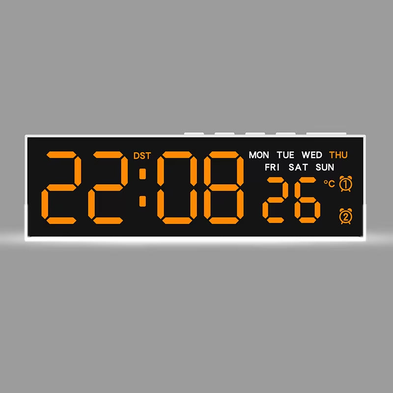 USB Powered Digital Alarm Clock with White Mood Light TEMP Week 2 Alarm DST Table Clock 3 Levels Brightness 12/24H LED Clock