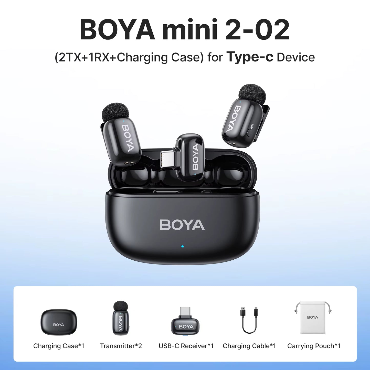 Mini 2 Wireless Lavalier Microphone AI Noise Reduction Mini Mic for Iphone 6-14/15-17 USB-C Android Phone Video Recording