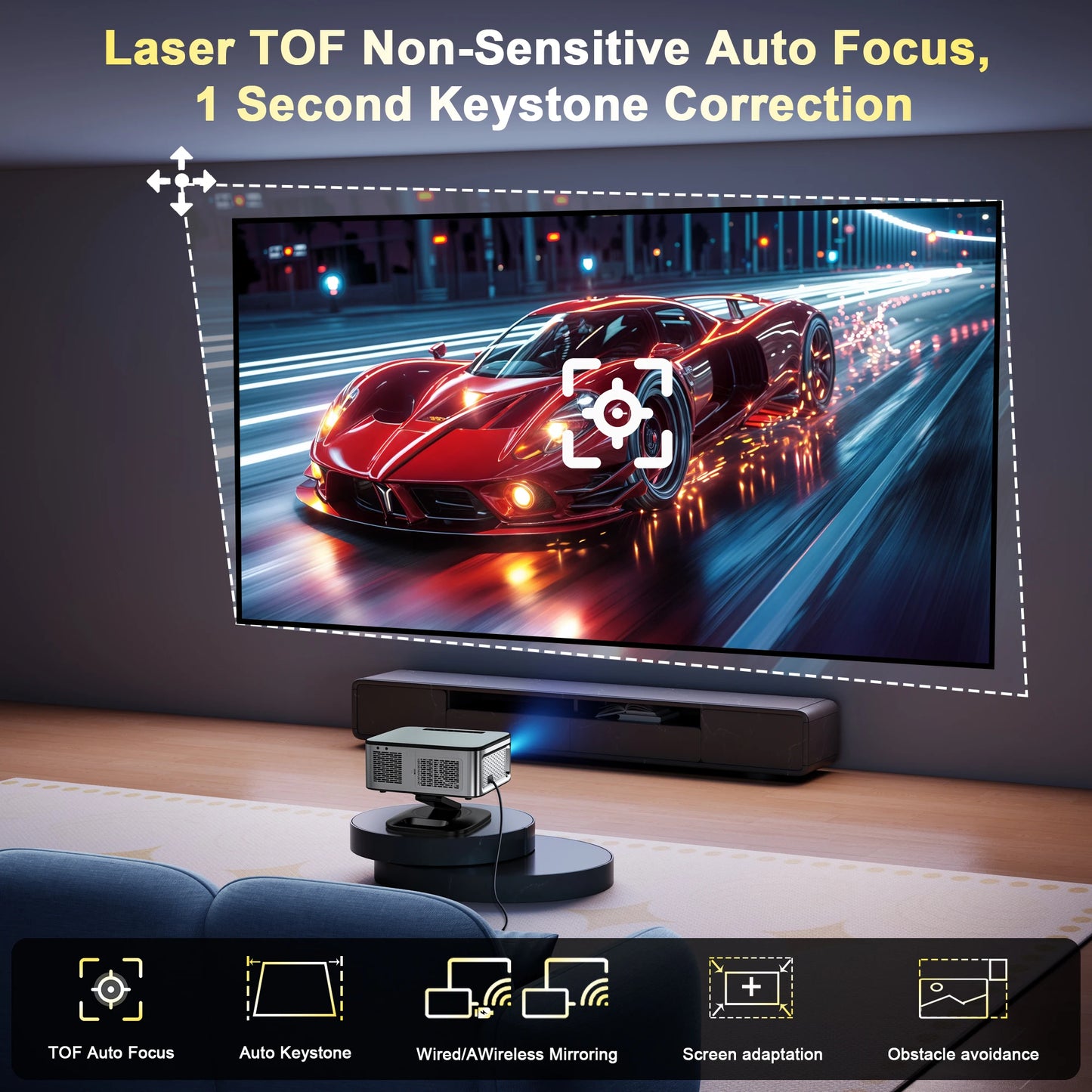 2025  45000 Lumens 4K UHD Projector Laser TOF Focus Android 11 Wifi 6 1080P Full HD Daylight Home Theater Movie Projector