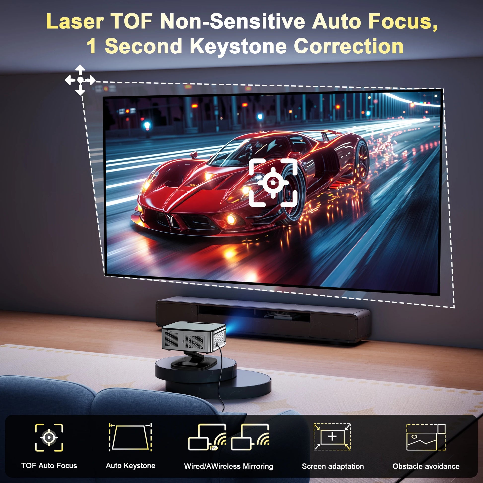 2025  45000 Lumens 4K UHD Projector Laser TOF Focus Android 11 Wifi 6 1080P Full HD Daylight Home Theater Movie Projector